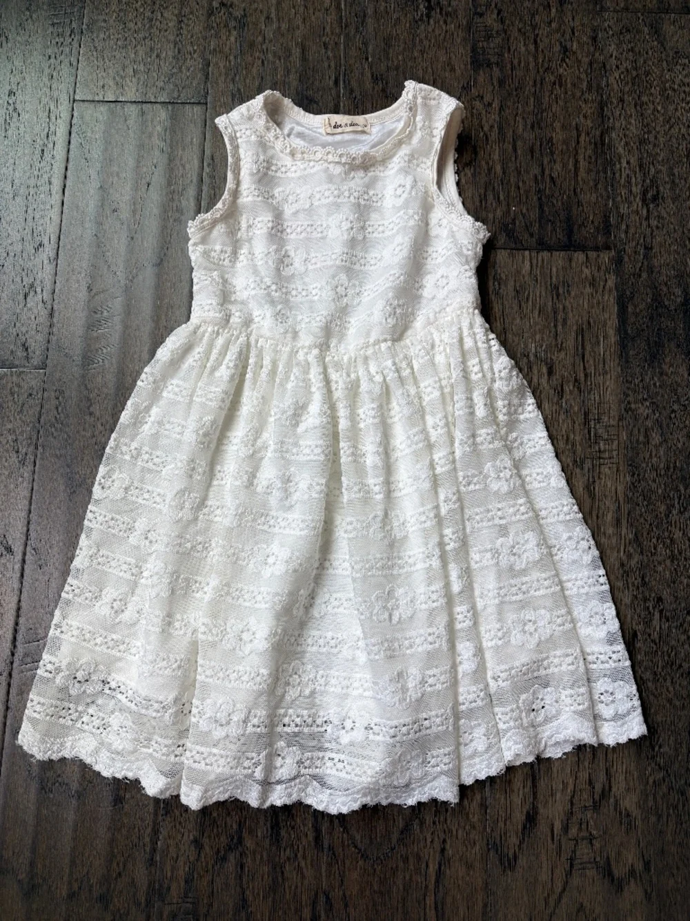 Doe a Dear Little Girls Lace Summer Dress | Size 5 | Ivory / Cream Color